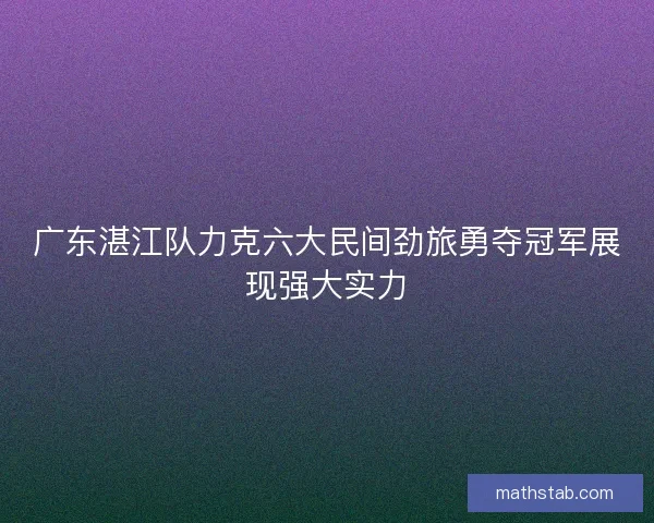 广东湛江队力克六大民间劲旅勇夺冠军展现强大实力